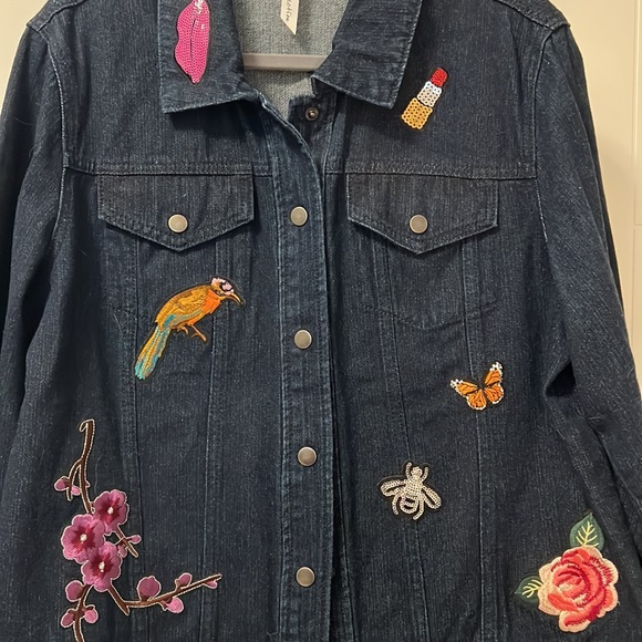Denim jean jacket with fun embroidery! - Picture 5 of 5